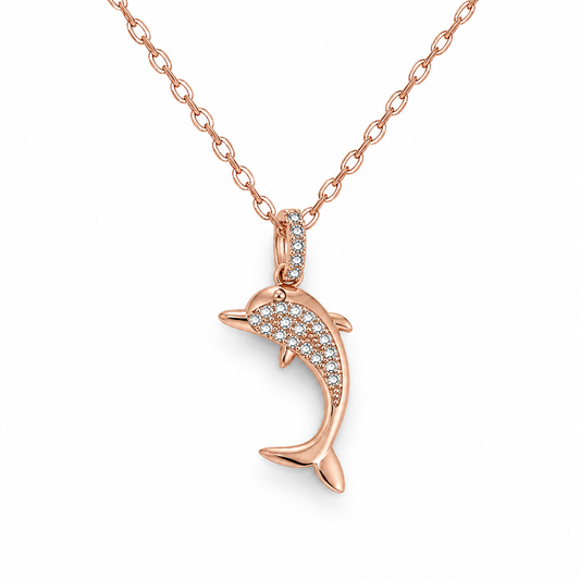 Rose Gold Dolphin Pendant Necklace