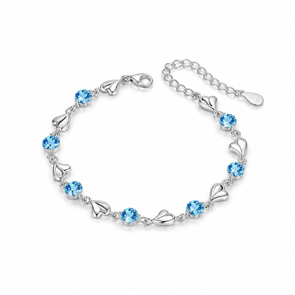 Elegant Ocean Blue Heart Bracelet