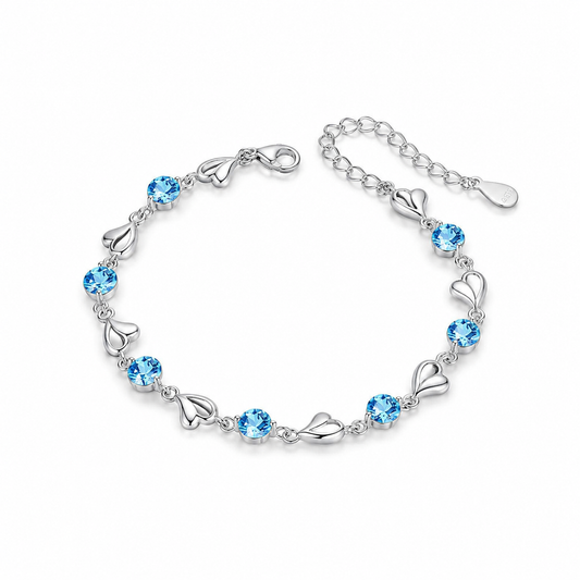 Elegant Ocean Blue Heart Bracelet