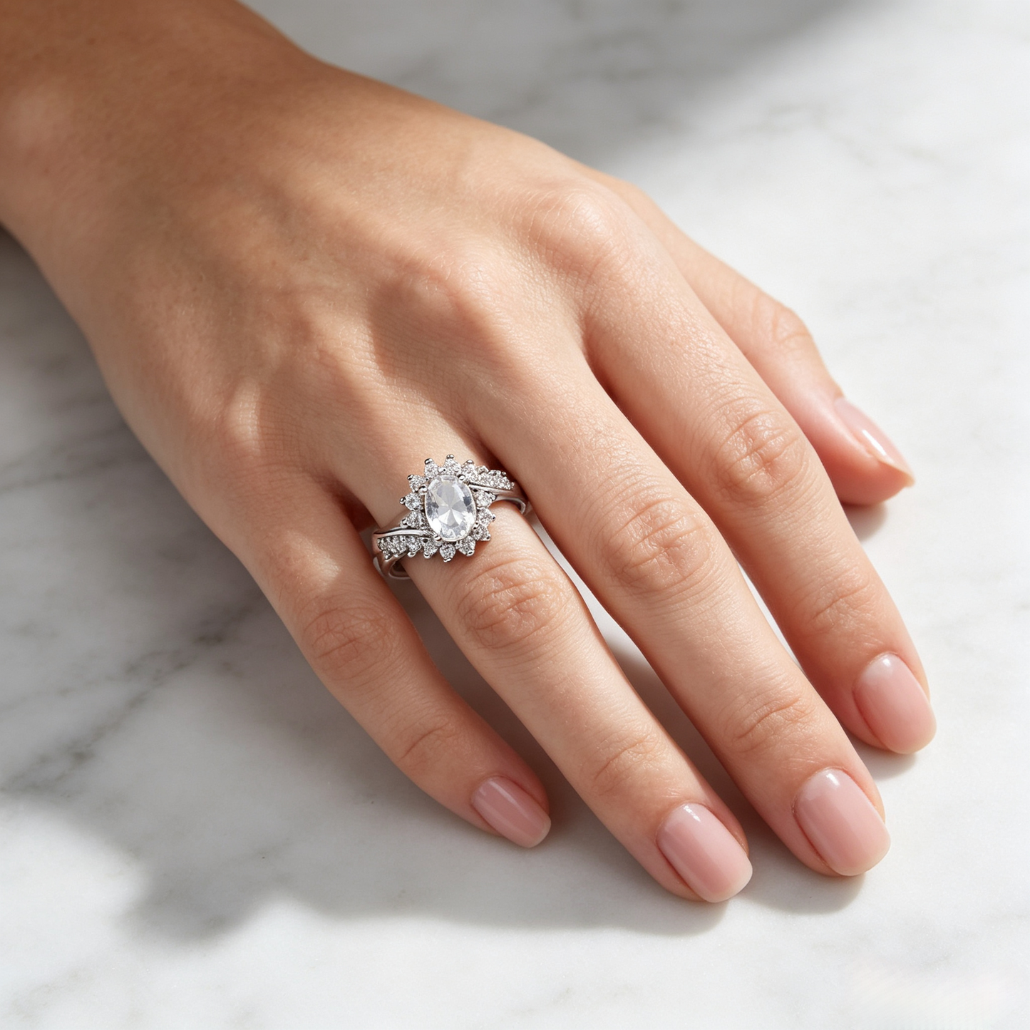 Elegant White Oval Stone Ring