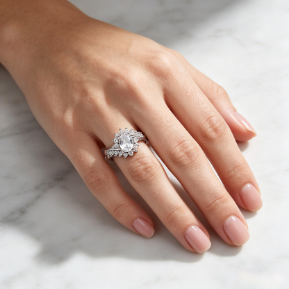 Elegant White Oval Stone Ring