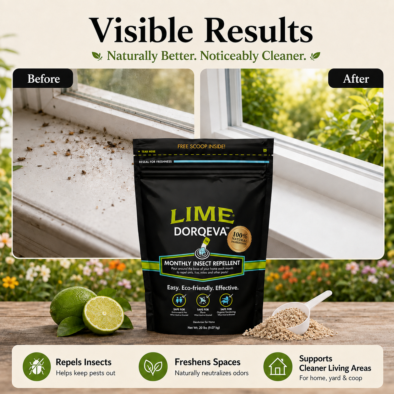 Pet-Friendly Pest Control & Deodorizer Powder for Home, Garden, Yard & Chicken Coop