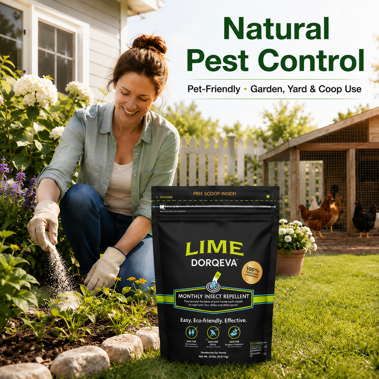 Pet-Friendly Pest Control & Deodorizer Powder for Home, Garden, Yard & Chicken Coop