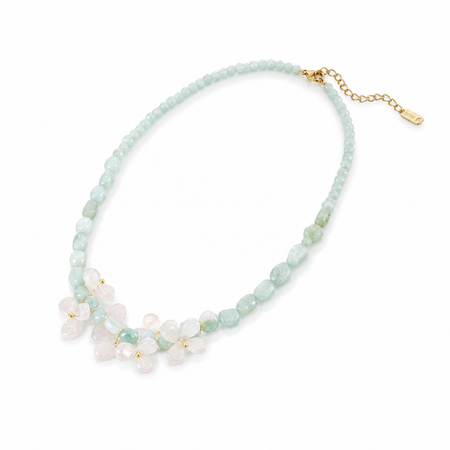 Mint Green Floral Beaded Necklac